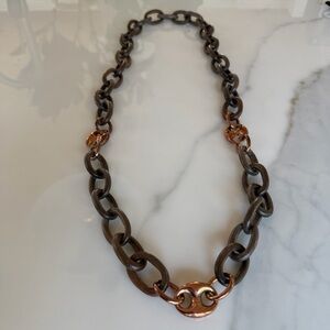 Chunky Brown and Gold Chain Necklace